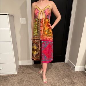 FARM Rio Mixed Scarves-print midi dress Multicolor Bohemian Dress Women’s M